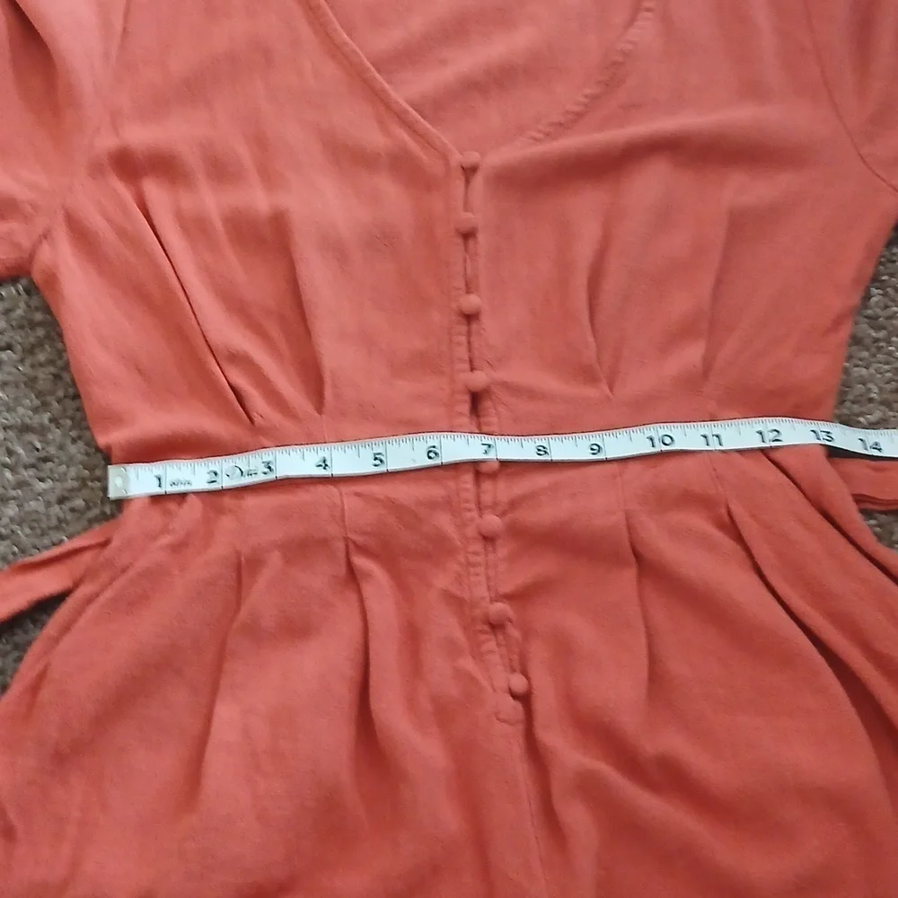 Lush coral solid tie waist Romper size Small - Picture 10 of 15